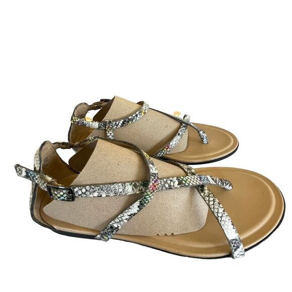 Naturalizer Tinsley Sandals Womens 6W EU 36 Wide Leather Faux Snakeskin Flat - Picture 4 of 10